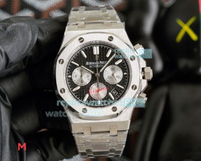 Copy Audemars Piguet Royal Oak Chronograph Stainless Steel Watch Black Dial 42MM